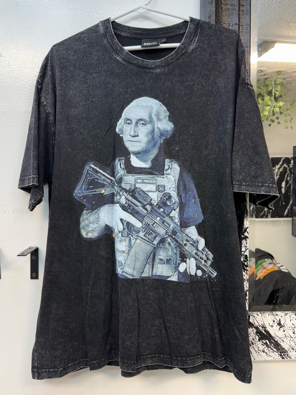 Black Graphic Washington President Soldier Tee